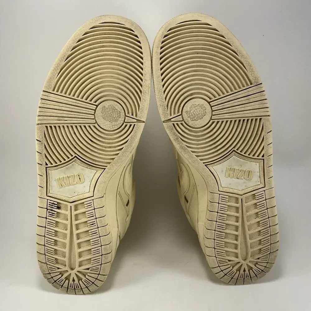Kizo Kicks Leather Casual Sneakers Mens Size 10.5 “Coffee” Tan Rose Flower